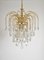 Italian Murano Glass Crystal & Gilt Brass Waterfall Chandelier, 1970s 2