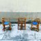 Bamboo Table with Concealed Chairs, 1960s, Set of 3 2