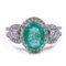 18K Gold Ring with Central Emerald and Diamonds, Image 1