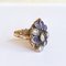 Antique 18K Gold Ring with Rosette Cut Diamonds and Sapphires, 1930s, Image 4