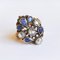 Antique 18K Gold Ring with Rosette Cut Diamonds and Sapphires, 1930s, Image 2