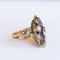 Anello antico in oro 18K con diamanti con taglio a rosetta e zaffiri, anni '30, Immagine 3
