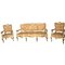 19th-Century Italian Gilt Living Room Set with Sofa and Armchairs, Set of 3, Image 4