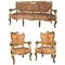 19th-Century Italian Gilt Living Room Set with Sofa and Armchairs, Set of 3 1