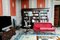 Mid-Century Italian Brass and Red Velvet Living Room Set, 1950, Set of 3 13