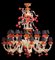Red and Gold Murano Glass Chandelier, 1980s 16