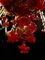 Lámpara de araña de cristal de Murano rojo y dorado, años 80, Imagen 6