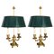 French Empire Gilt Bronze Two-Arm Bouillotte Lamps or Table Lamps, 1815, Set of 2 1