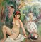 Seibezzi, pintura de desnudo veneciano postimpresionista, The Bathing Nymphs, años 40, Imagen 2