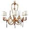 Art Deco Italian Brass Chandelier with Porcelain Insert, 1940, Image 1