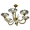 Art Deco Brass Mounted Murano Glass Chandelier by Ercole Barovier, 1940s 1