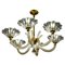 Art Deco Brass Mounted Murano Glass Chandelier by Ercole Barovier, 1940s, Image 1