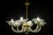 Art Deco Brass Mounted Murano Glass Chandelier by Ercole Barovier, 1940s, Image 3