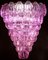 Lámpara de araña grande de cristal de Murano rosa, años 80, Imagen 17