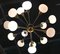 Großer italienischer Mid-Century Sputnik Kronleuchter aus Messing & Opalglas 5
