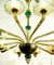 Lámpara de araña de cristal de Murano en ámbar y esmeralda, 1960, Imagen 15