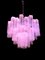 Lámpara de araña Tronchi rosa de cristal de Murano de Toni Zuccheri para Venini, años 70, Imagen 4