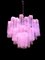 Pink Tronchi Pair of Murano Glass Chandelier by Toni Zuccheri for Venini, 1970s, Image 4