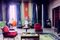 Italienisches Mid-Century Wohnzimmer Set aus Messing & rotem Samt, 1950 4