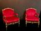 Set da salotto Mid-Century in ottone e velluto rosso, Italia, anni '50, Immagine 3