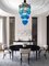 Blue Murano Prism Chandelier with Golden Frame, 1980, Image 14
