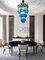 Blue Murano Prism Chandelier with Golden Frame, 1980 3