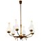 Mid-Century Brass and Murano Glass Chandelier, Italy, 1958 1