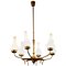 Mid-Century Brass and Murano Glass Chandelier, Italy, 1958, Image 1