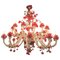 Red and Gold Murano Glass Chandelier, 1980s 1