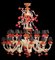 Red and Gold Murano Glass Chandelier, 1980s 3