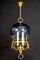Mid-Century Italian Brass and Light Blue Murano Glass Lantern, Image 3