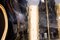 Italienische Mid-Century Laterne aus Messing & hellblauem Muranoglas 11