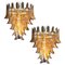 Large Vintage Italian Murano Chandelier with Amber Glass Petals, 1970s 1