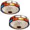 Mid-Century Italian Iron and Colorful Murano Glass Ceiling Light 1