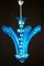 Lámpara de araña de cristal de Murano azul, años 90, Imagen 2