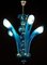 Lámpara de araña de cristal de Murano azul, años 90, Imagen 3