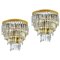 Crystal and Brass Scones or Wall Lights Italy, 1940s, Set of 2 1