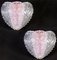 Italian Pink and Clear Murano Glass Leaf Wall Lights, 1970s, Set of 2 4