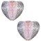 Italian Pink and Clear Murano Glass Leaf Wall Lights, 1970s, Set of 2 1