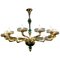 Murano Chandelier in Amber and Emerald Hand Blown Glass from Venini, 1960s 1