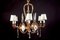 Art Deco Italian Brass Chandelier with Porcelain Insert, 1940s 12