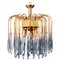 Murano Glass Aquamarine Drops and Brass Frame Chandelier from Venini, 1970s 1