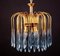 Murano Glass Aquamarine Drops and Brass Frame Chandelier from Venini, 1970s, Image 10