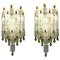 Glass Blocks with Gold Tulip Sconces from Barovier & Toso, 1940s, Set of 2 1