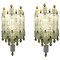 Glass Blocks with Gold Tulip Sconces from Barovier & Toso, 1940s, Set of 2, Image 1