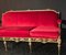 Italian Brass and Red Velvet Living Room Set, 1950s, Set of 3 8