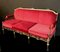 Italian Brass and Red Velvet Living Room Set, 1950s, Set of 3 2