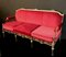 Italian Brass and Red Velvet Living Room Set, 1950s, Set of 3, Image 2