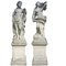 Italian Stone Garden Sculptures of Apollo and Roman Goddess, Set of 2 1