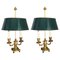 French Empire Gilt Bronze Two-Arm Bouillotte Table Lamps, 1815, Set of 2 1